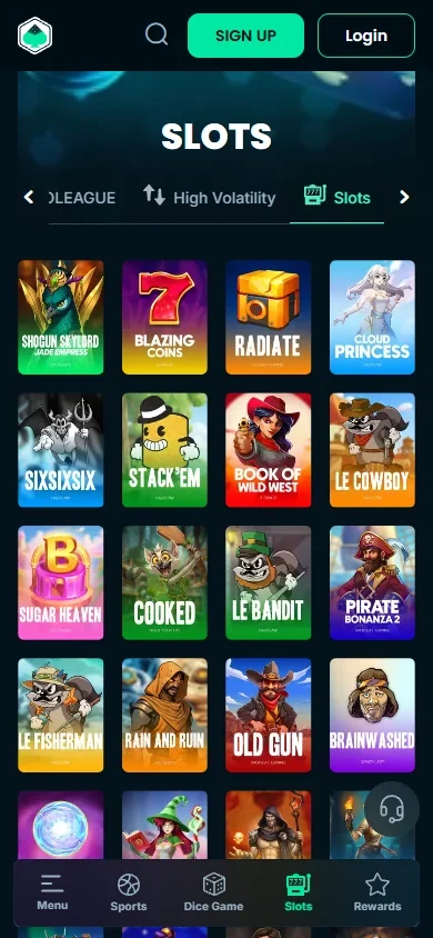 Mega Dice games list on a phone