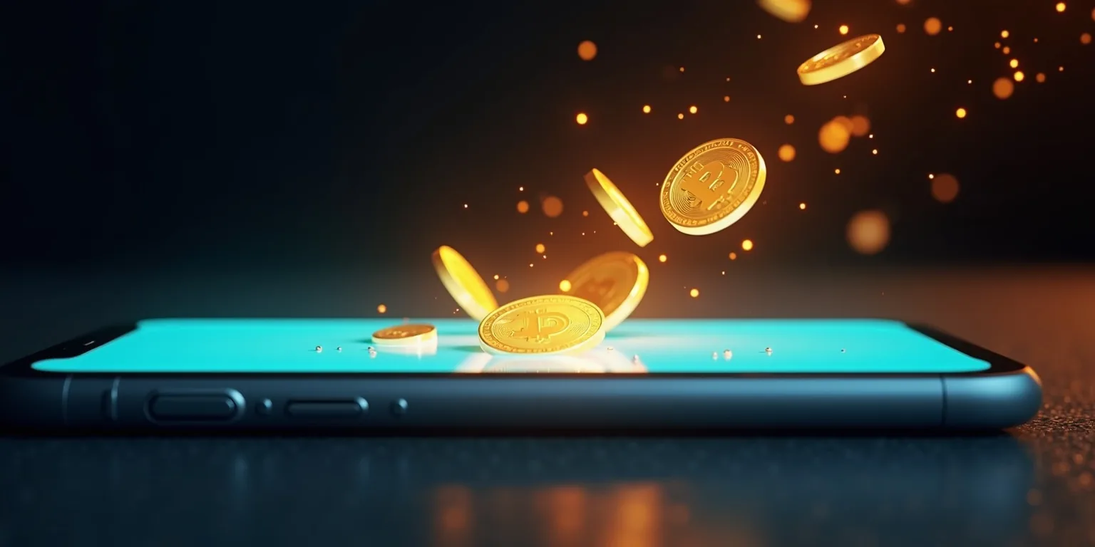 How to deposit with Telegram Wallet: golden coins arcing into a glowing phone screen