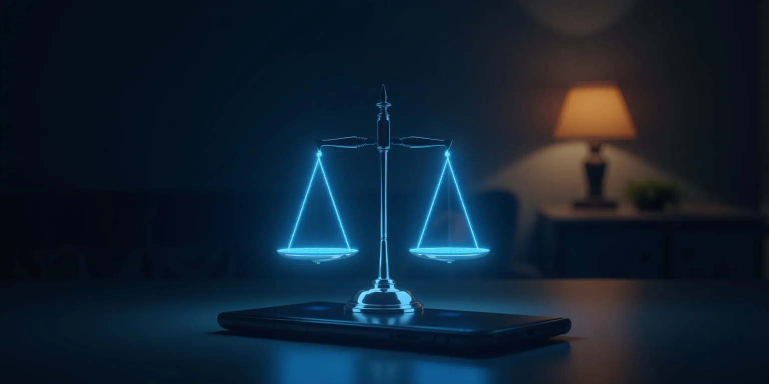 Is Toncoin gambling legal: holographic scales of justice balanced above a smartphone
