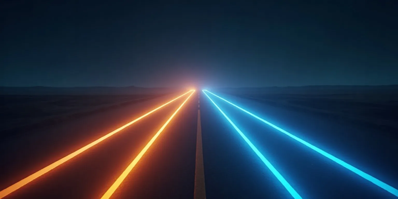 Crypto deposit speeds: streaks of light racing along neon tracks, one azure streak far ahead